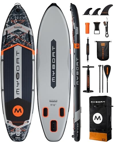 11'6"×34"×6" Extra Wide Inflatable Paddle Board, Stand Up grey basic version