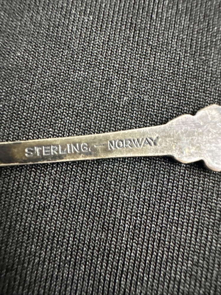 David Andersen Sterling Viking Ship Salt Cellar Oxidized W/ Spoon - Norway