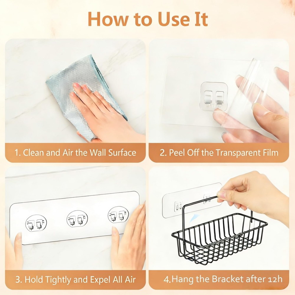 14 Pack Shower Caddy Adhesive Replacement, Waterproof Strong Shower Shelf Adh...