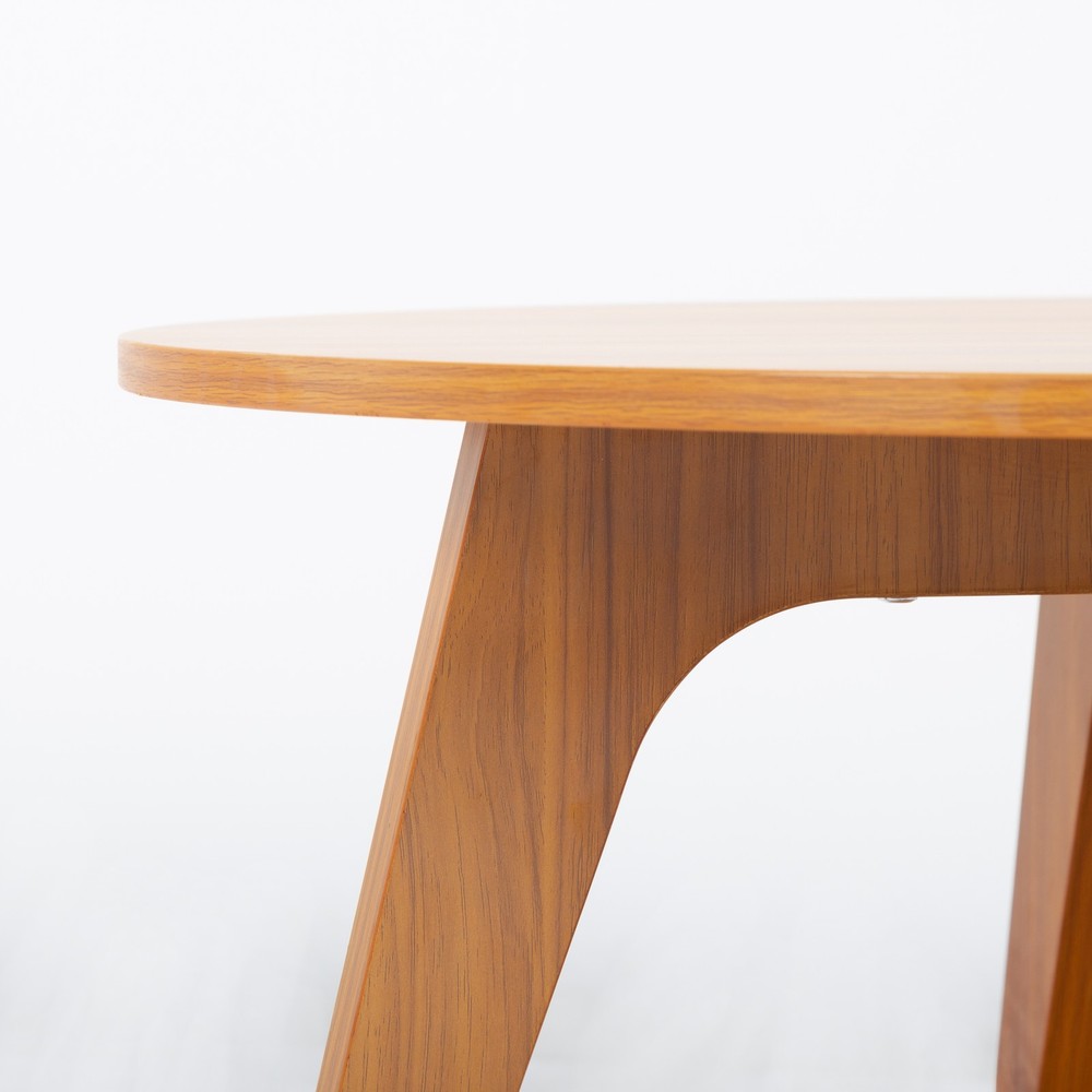 31.5" Round End Table 2-Tier Storage Shelf Walnut Finish Modern Accent Table