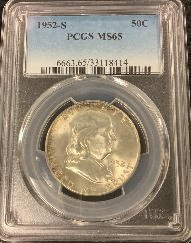 1952-S Silver Half Dollar PCGS MS65 Better Date Franklin!