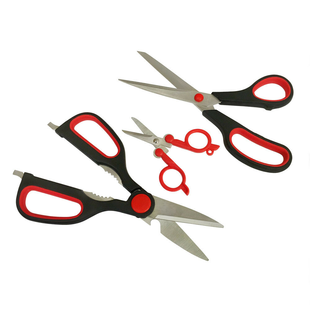 Pack of 3 Assorted Scissors Set Kitchen Scissors Mini Foldable Scissors