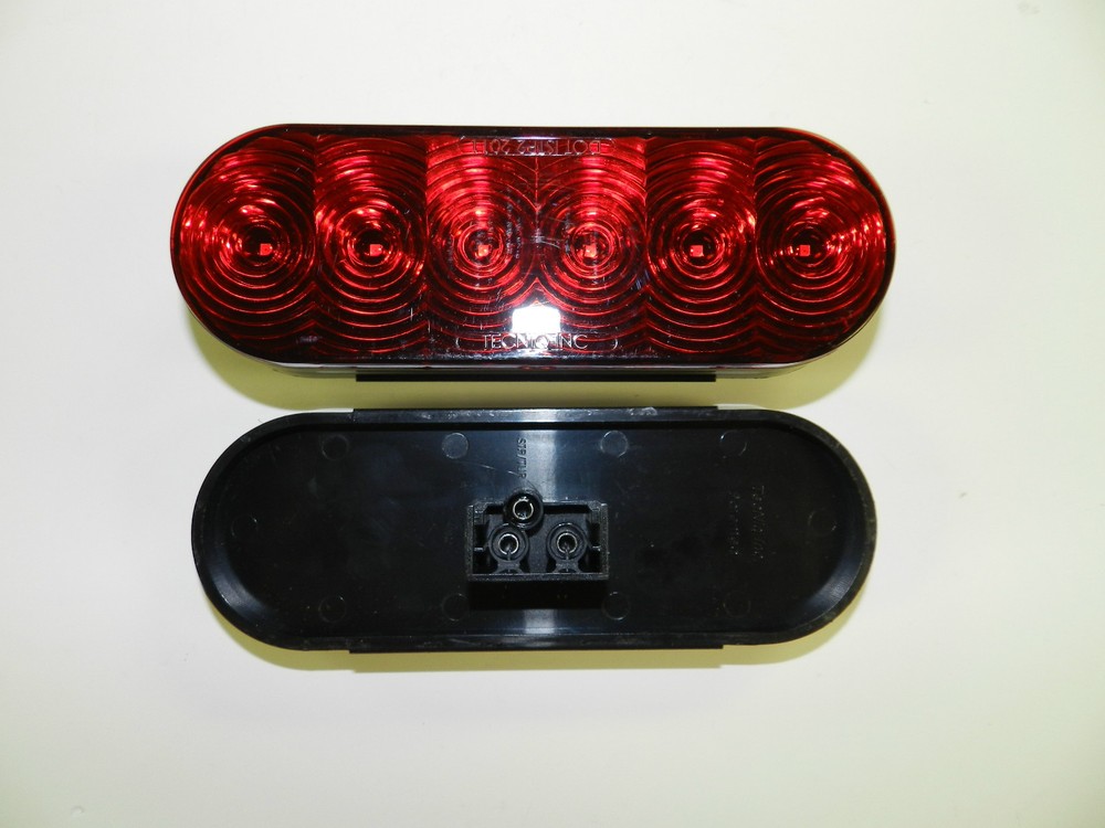 (2) Trailer Truck LED Sealed RED 6" Oval Stop/Turn/Tail Light TECNIQ USA