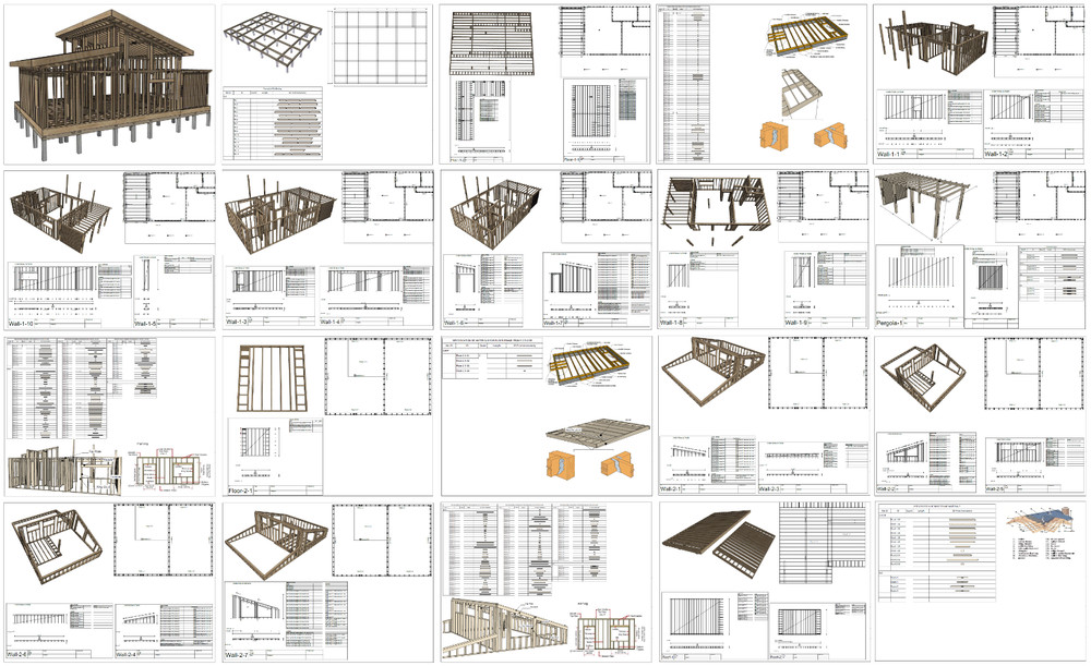 Cozy Charming Tiny House 2 Bed, 1 Bath Architectural Build Plans PDF Download
