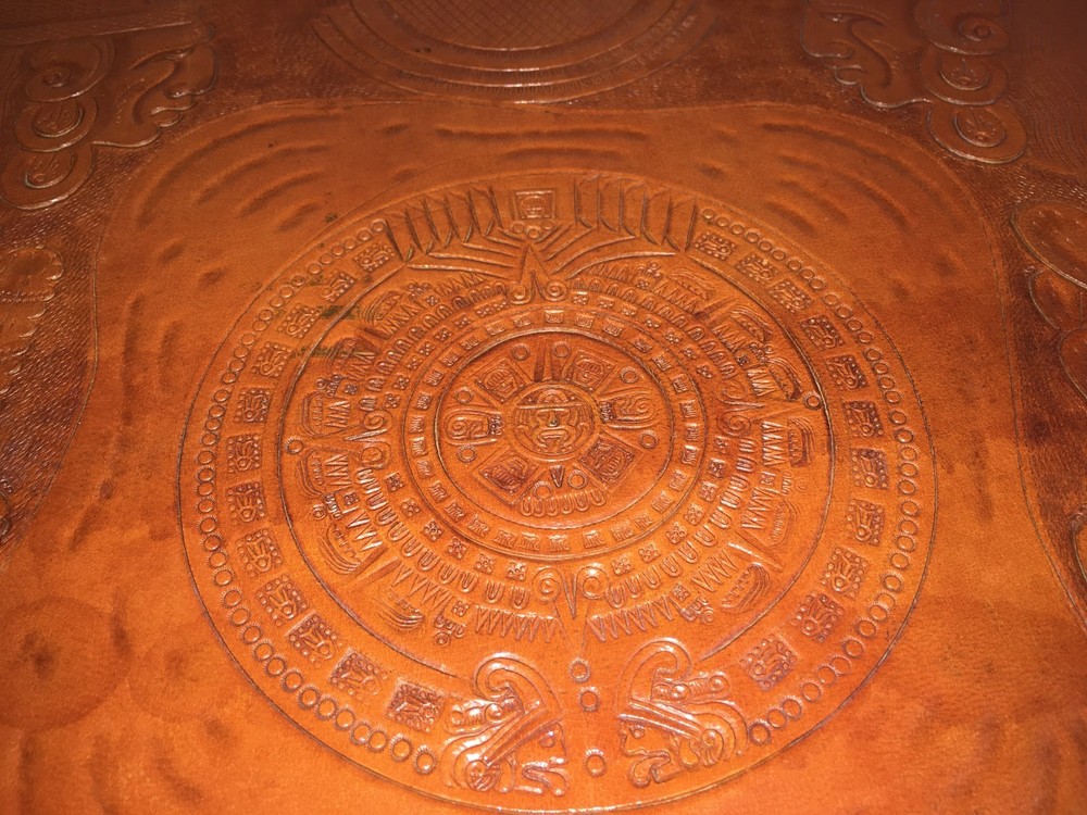 Mid-Century Hand Tooled Leather Suitcase made in Mexico