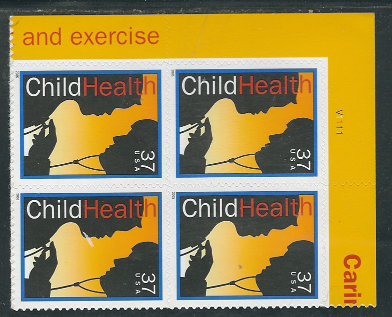 Scott #3938....37  Cent....Child Health....Plate Block