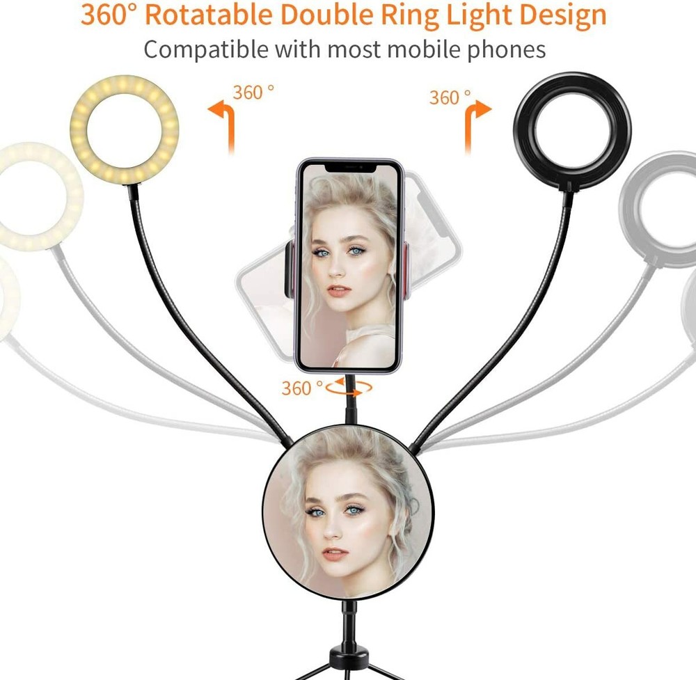Ring Light 5'' 5 Color Temperature 6 Brightness Levels Dimmable Desktop Makeup S