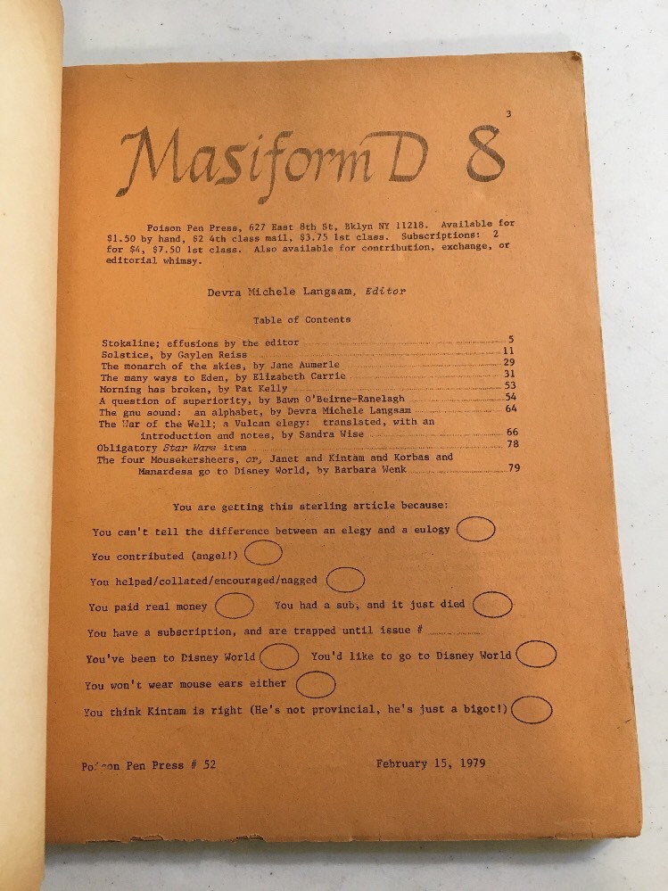 Star Trek Fanzine MASIFORM D #8