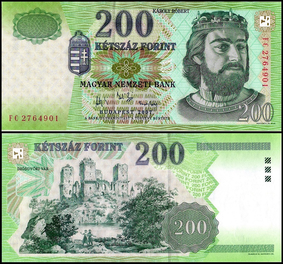 Hungary 200 Forint, 2007, P-187g, UNC