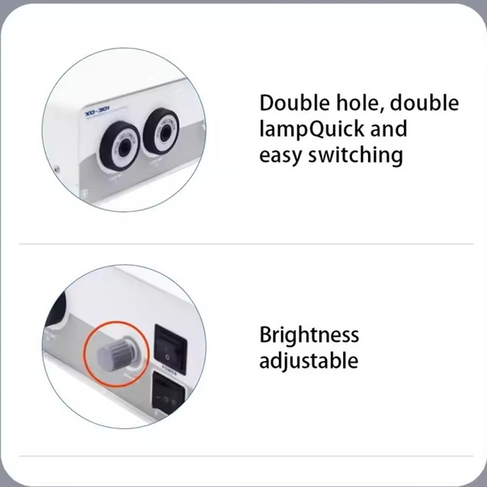 150W Double-Hole Halogen Medical Cold Light Source for Endoscope Microscope
