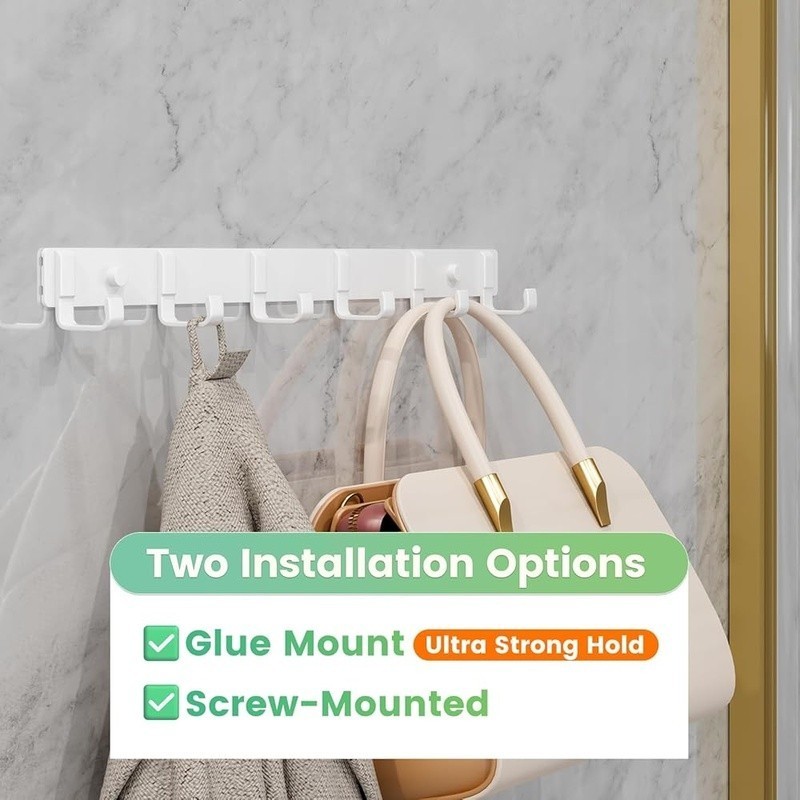 Wall Mounted Coat Rack Hooks Space Saving Durable Heavy Duty Organizer 4 Pack US
