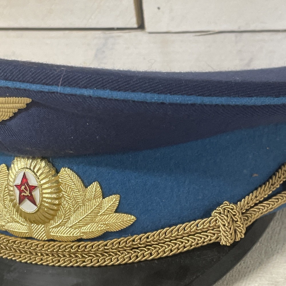 VTG Soviet Parade Uniform Pilot Visor Cap Blue Band Soviet Air Force Fast Ship
