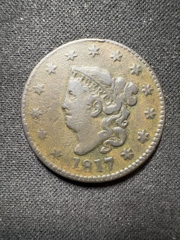 1817 Coronet Head Large Cent - VF Details - Small Reverse Die Crack