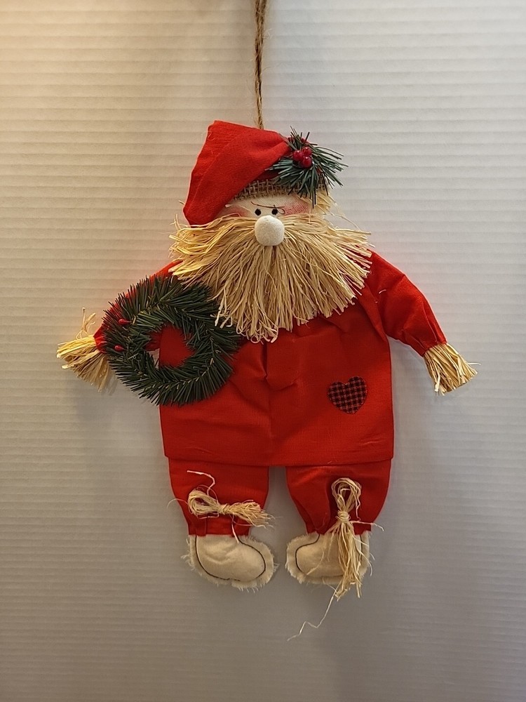 Santa Hanging Decor With Straw Beard And Hands