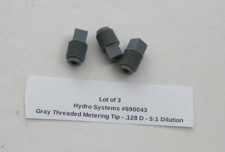 (Qty 3) Hydro Systems 690043 Gray Threaded Metering Tip - .128 D - 5:1 Dilution