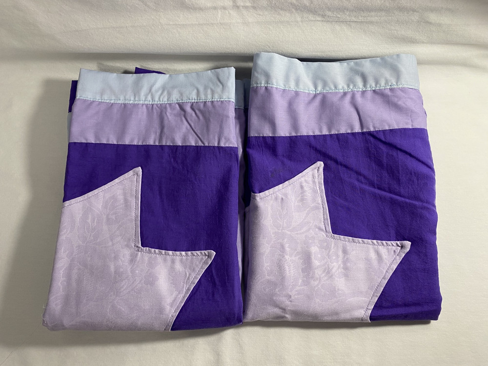Two Handmade Pillow Shams Multi Purple & Blue With Star