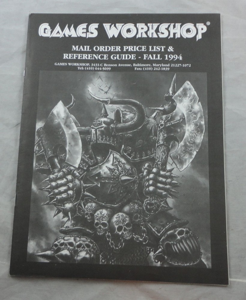 Games Workshop Mail Order Price List & Reference Guide Fall 1994