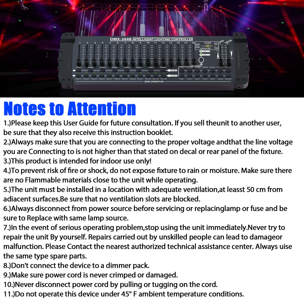 DMX512 384 Channels Operator Console Controller For Stage Lighting DJ Party US