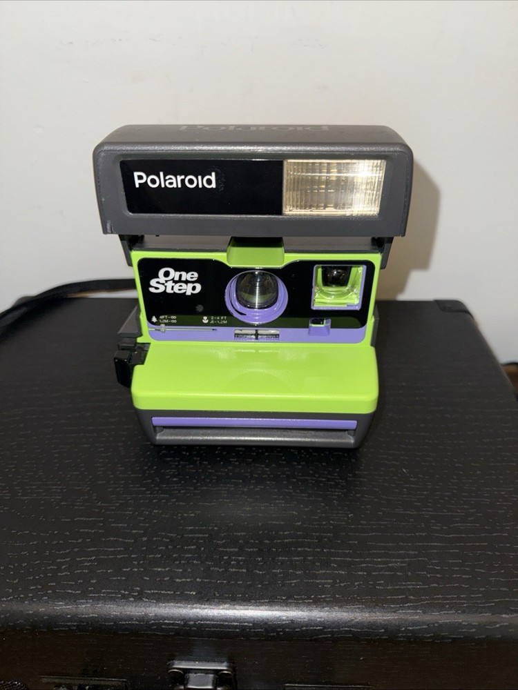 Polaroid One Step Flash Instant Camera with Strap Rare Green Purple