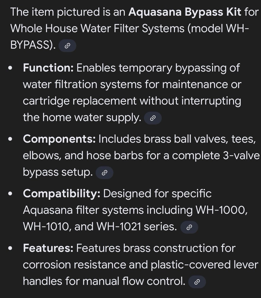 Aquasana Bypass Kit WH-BYPASS