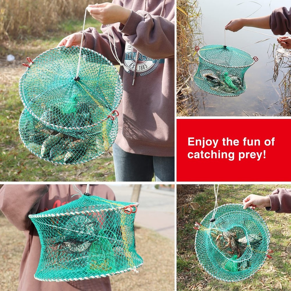 BasicGear Crab Spring Trap 2 pcs - Bait Trap for Lobster, Crawfish, Shrimp, P...