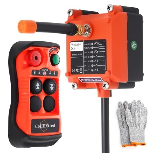 Industrial Wireless Overhead Crane Remote Control Kit - 2 Button 12V/24V Transmi