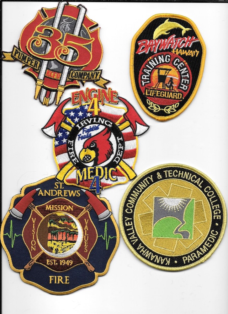 5 New Fire Patches - Set # 628   fire patch
