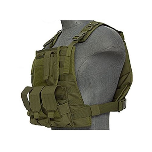 Lancer Tactical Adjustable Padded Protective Tactical Vest OD Green