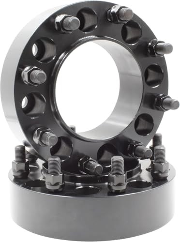 2 Pcs Hub Centric Wheel Spacers 8 on 6.50 2.00" Thick - 2 Pack Black Anodized