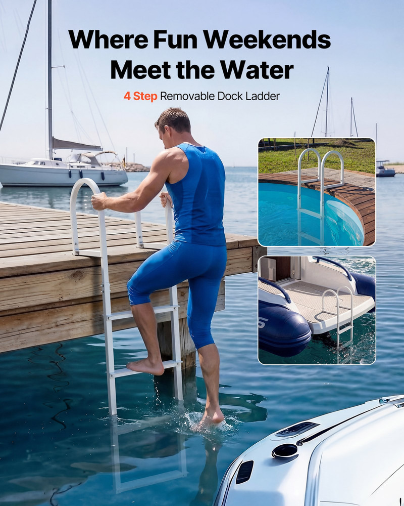 Removable Dock Ladder, 4 Steps, Marine Boarding
