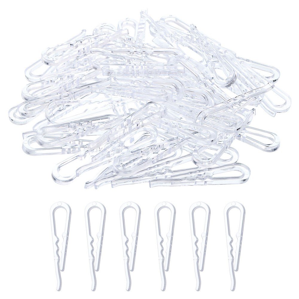 100pcs Durable Plastic Alligator Clip, 1.97" Clear U Shape with Teeth