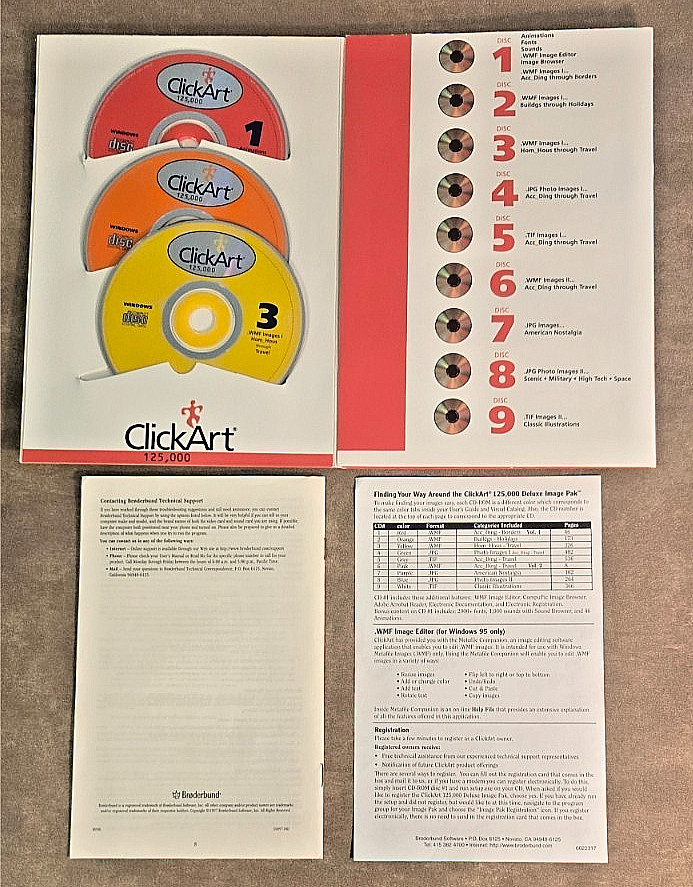 ClickArt 125,000 1 - 9 Complete CDROM Disc Set Windows PC Images Software