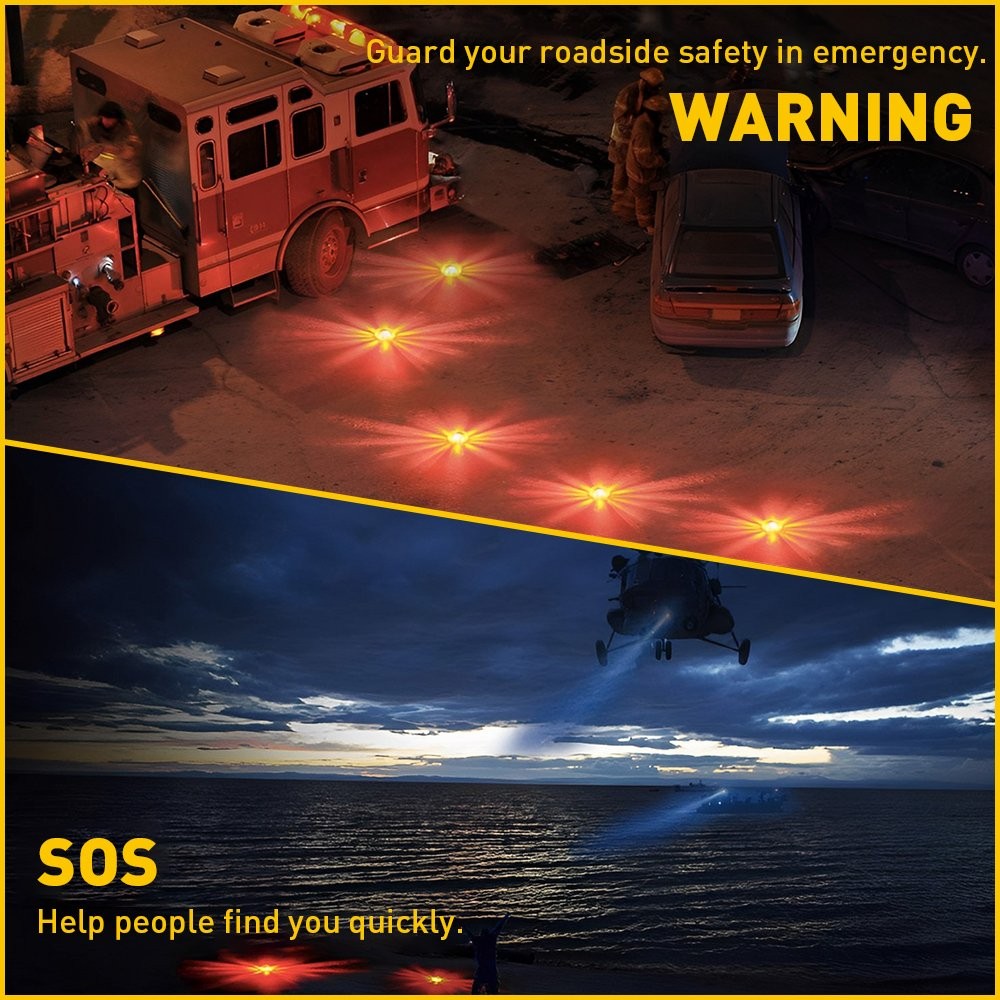 LED Flares Road Safety Disc Light Flashing Roadside Beacon Warning