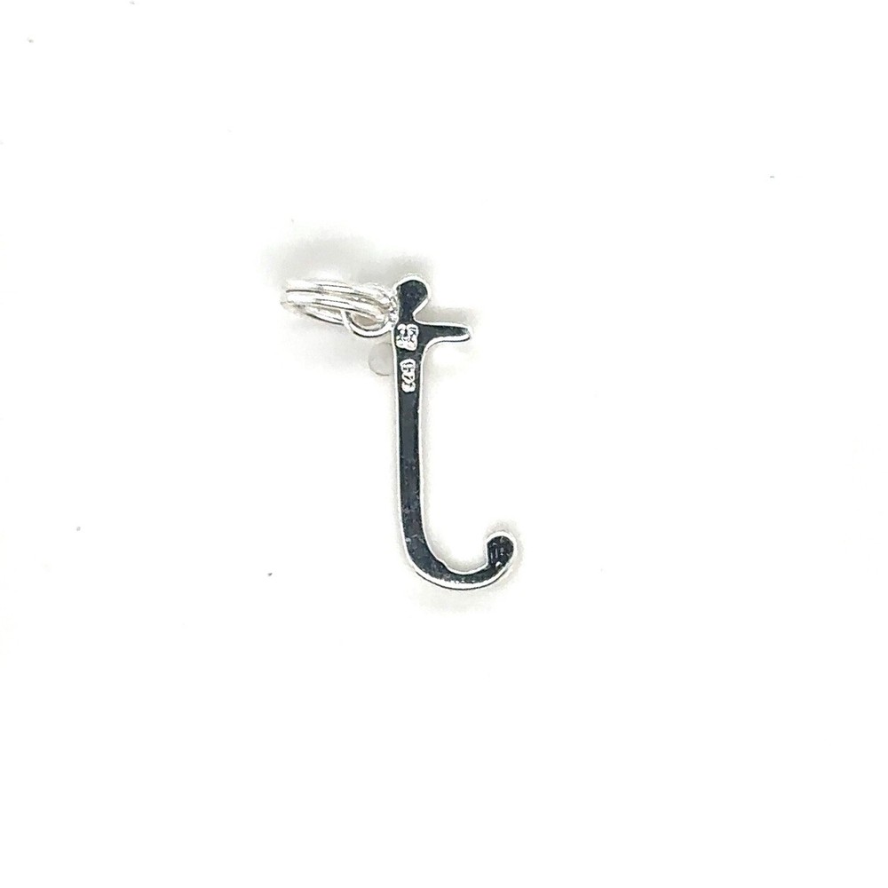 Initial Letter J Sterling Silver Lowercase Pendant Or Charm 1g.
