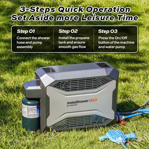 FOGATTI Portable Gas Water Heater Propane 19000 BTU with 5000mAh Battery Outdoor