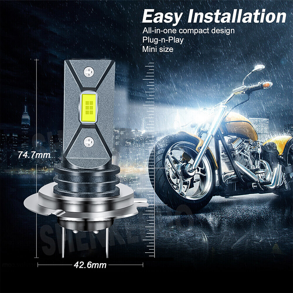 2Pcs H7 LED Headlight Kit Combo Bulbs High Low Beam 6000K White Super Bright