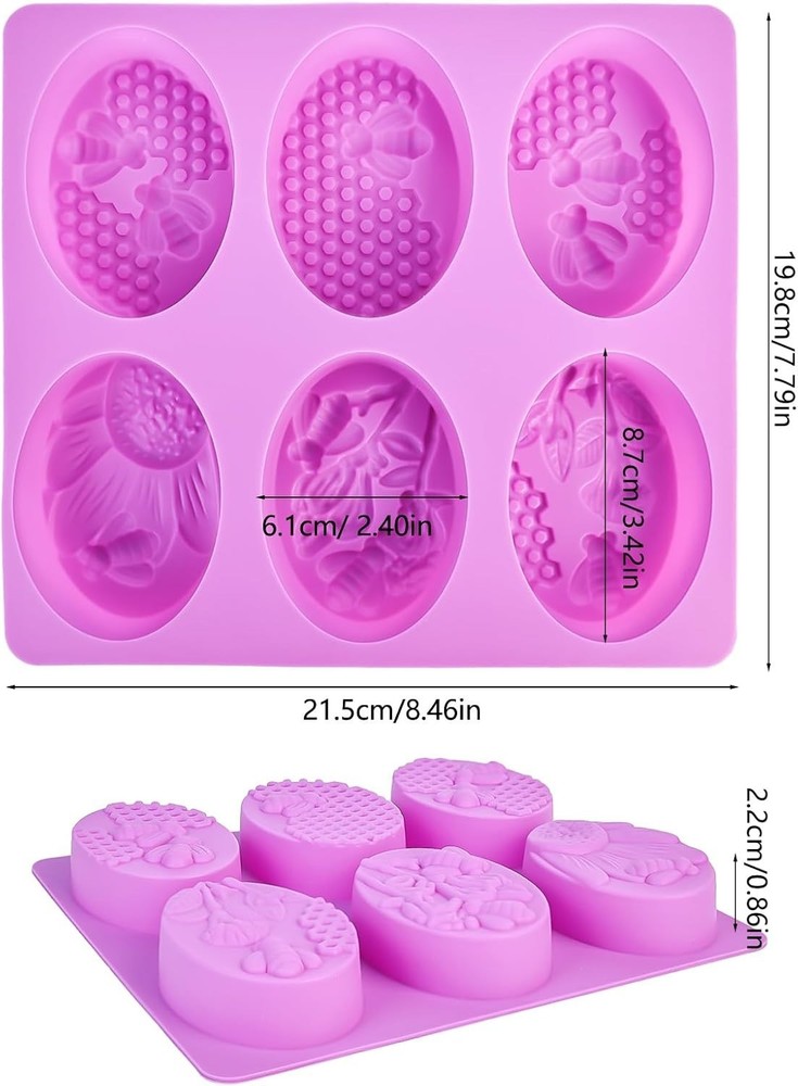 MULTI-PURPOSE SILICONE SOAP AND CRAFT MOLD WITH BEES AND FLOWER PATTERNS