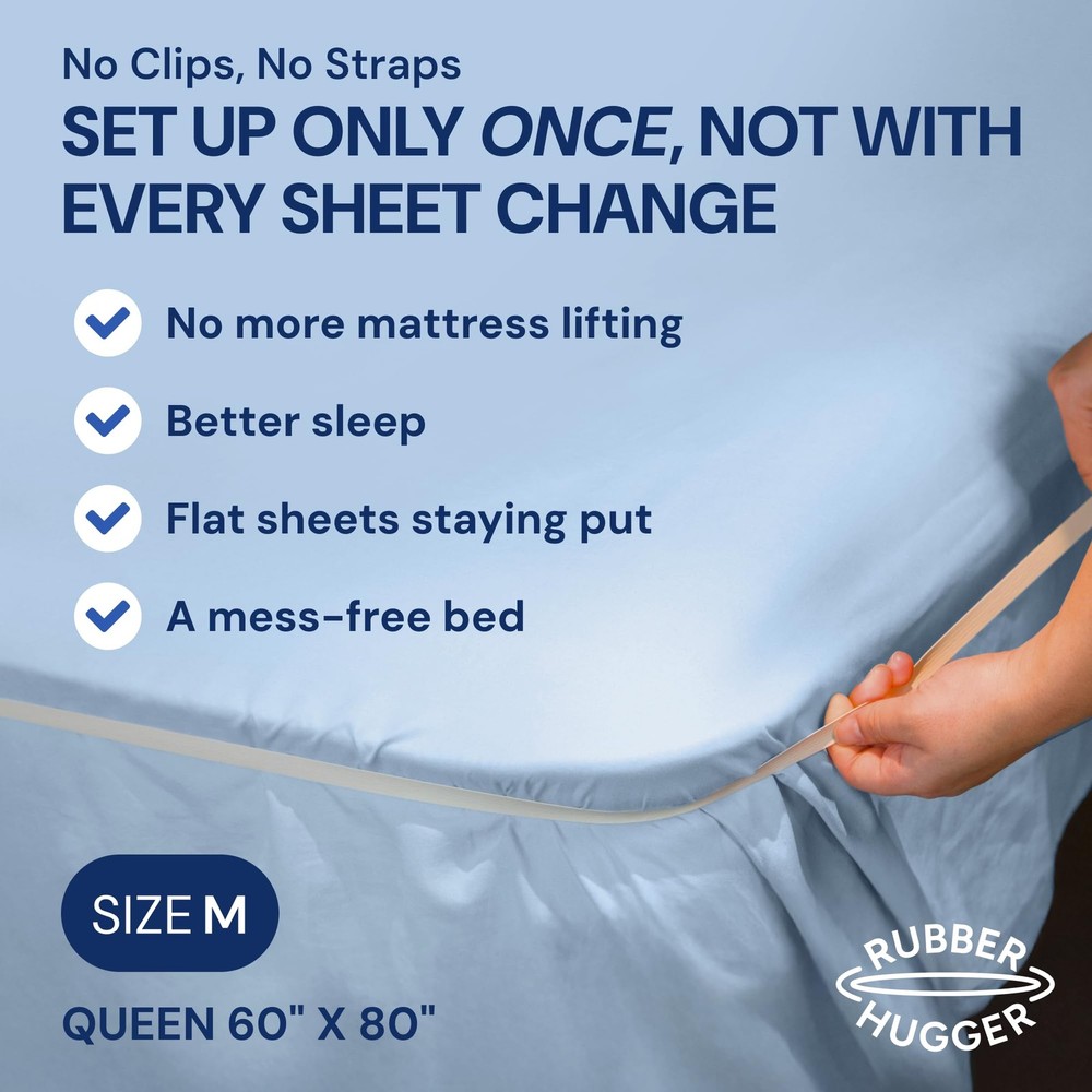 Elastic Bed Sheet Holder for Queen Mattress 60" x 80" - Medium - Secure Corne...