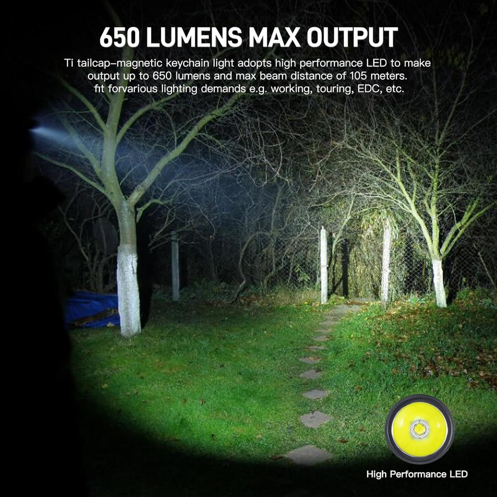 Ti Keychain Flashlight, Compact USB-C Rechargeable Battery Mini Flash Light, Bri