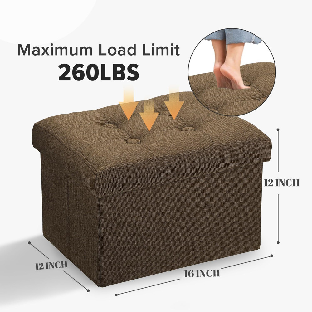 LINMAGCO Small Storage Ottoman Stool Foot Rest under Desk Stool Short Folding Ot