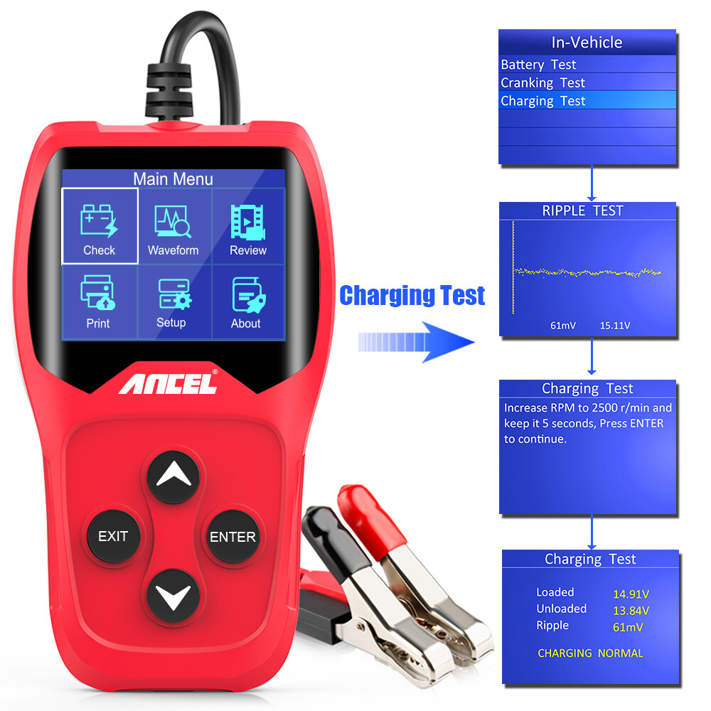 12V Car Battery Tester Digital Battery Analyzer Cranking Charging Load Cell Test