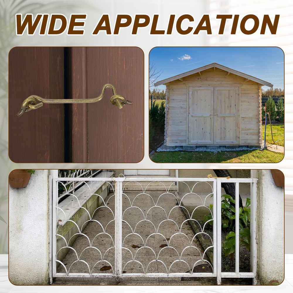 2Pcs Cabin Hook Eye Latch, 5" Solid Brass Eye Latch Hook with Screws, Bronze