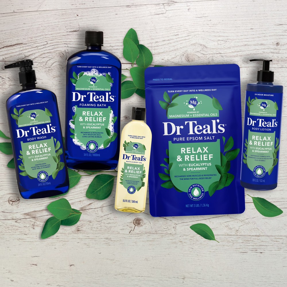 Dr Teal's Epsom Salt Foaming Bubble Bath Eucalyptus Spearmint 34 fl oz