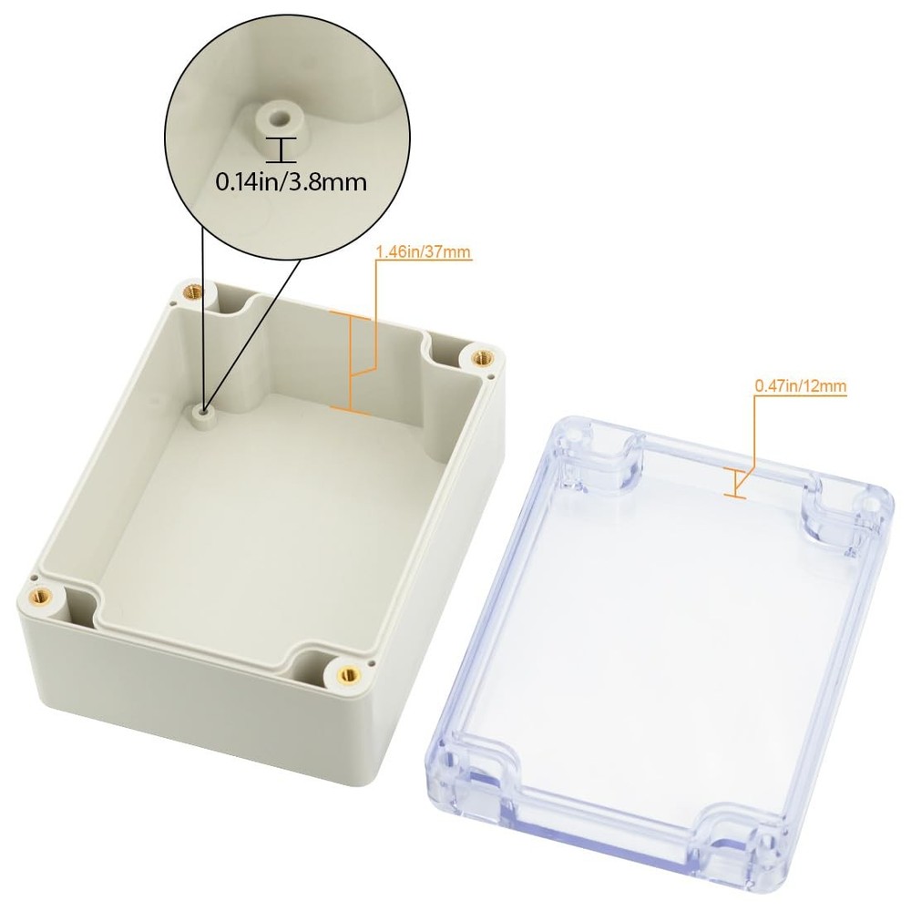 LeMotech ABS Plastic Junction Box, Dustproof 4.53" x 3.54" x 2.16", Clear
