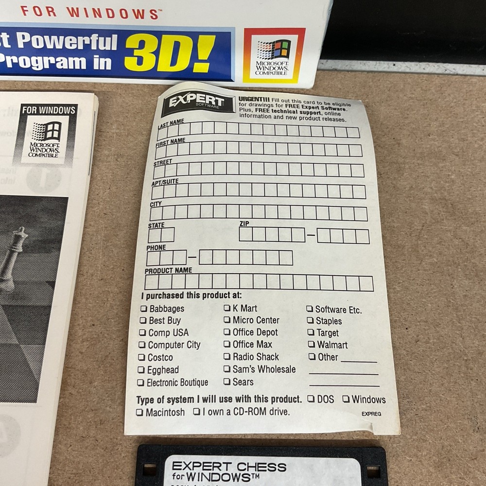 Expert Software Chess For Windows DOS IBM 3.5” Disks Vintage Computing