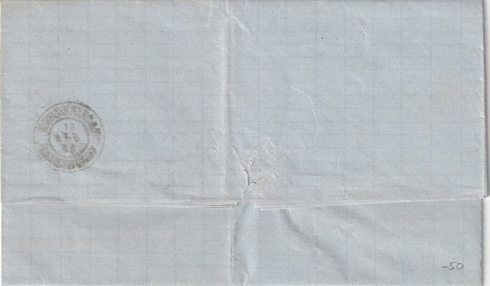SPAIN: Cover Alaejos 1861. Arr.canc.