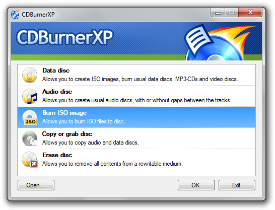 CDBurnerXP CD DVD burning software for Windows