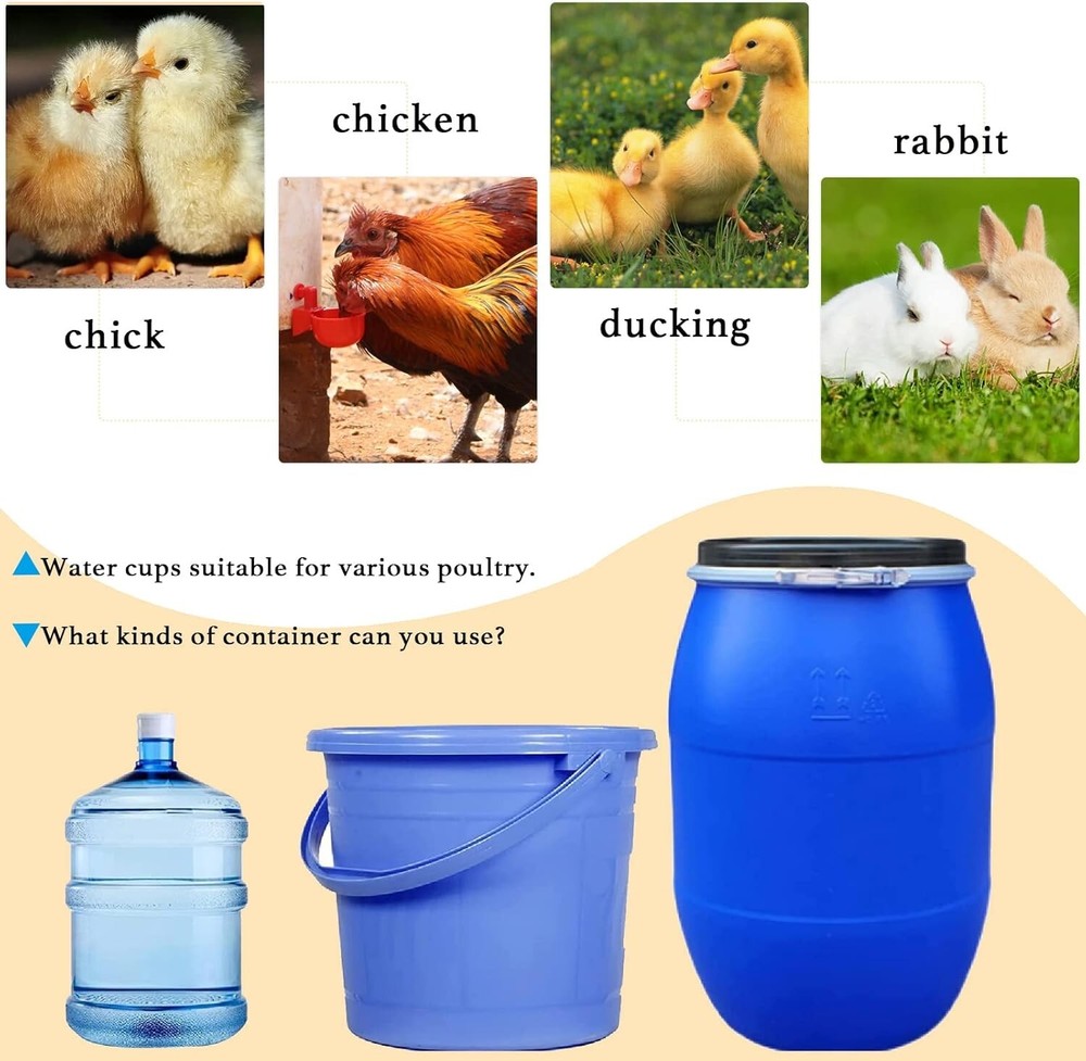 Chicken Water Cups (6 Pack), Large Automatic Chicken Waterer Cups