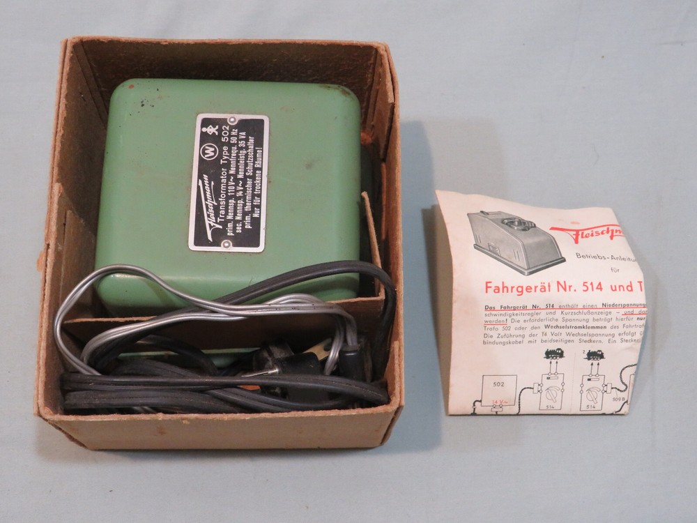 Vintage Fleischmann HO Scale 502/110 Transformer & 514 Cab Control Unit Untested