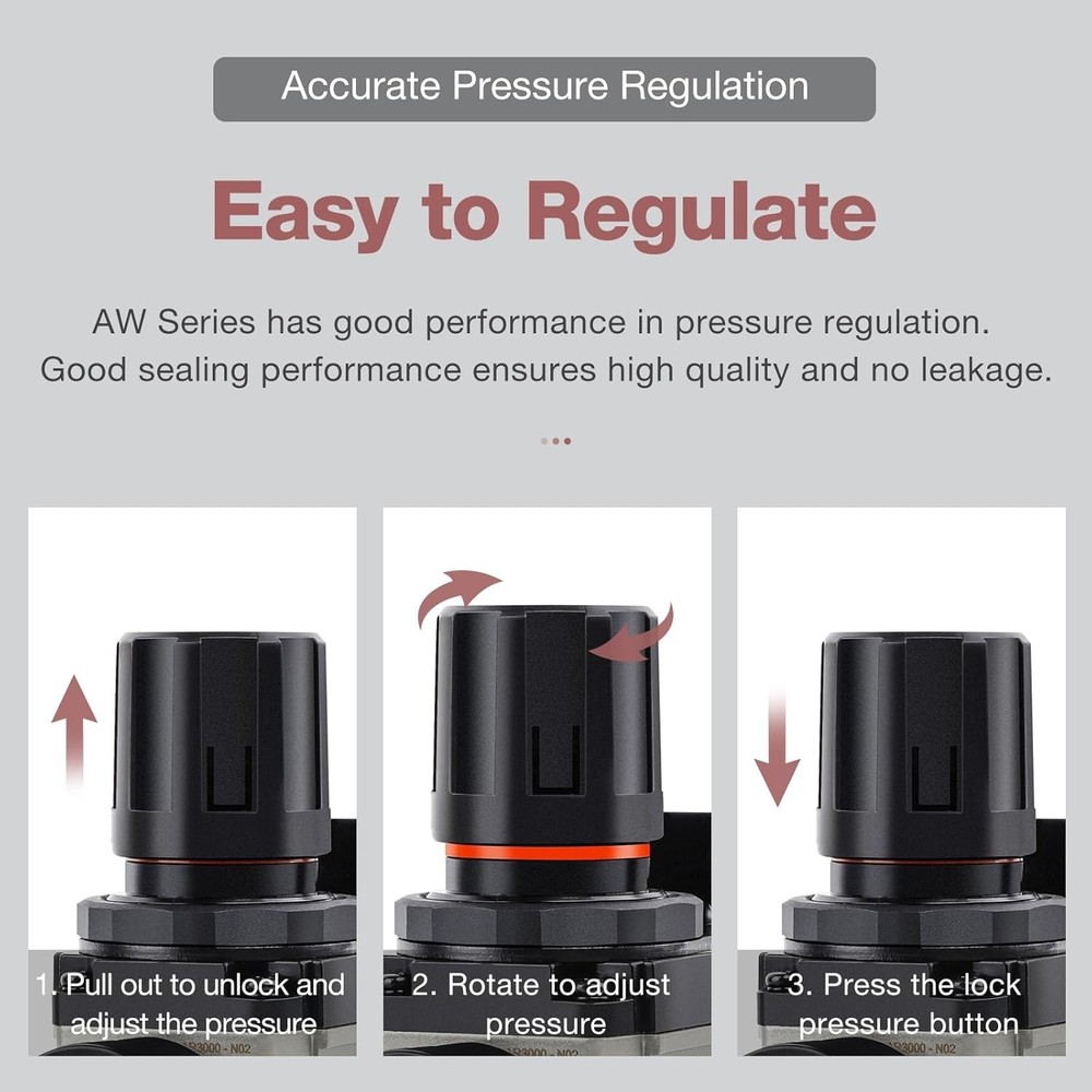 Compact 1/4'' NPT Air Filter Regulator - Efficient Pressure Control & Filtration